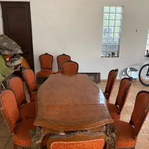 Louis xv style inlaid dining set - table and 10 chairs, Larnaca — Perivolia Larnakas