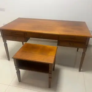 Unique, elegant hand made mahogany office desk with matching side table, Nicosia — Egkomi