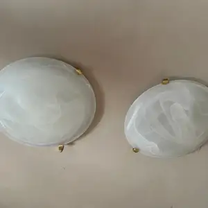 Classic set of 2x round opaline glass ceiling lights - french farmhouse art deco, Paphos — Paphos - Agios Theodoros